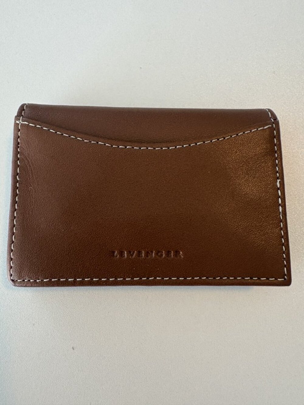 NEW Levenger Brown Leather Bifold Wallet - Contrast Stitch - Picture 6 of 8
